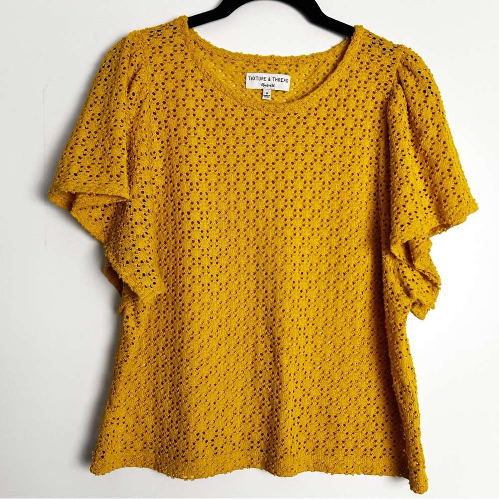 Madewell yellow eyelet blouse